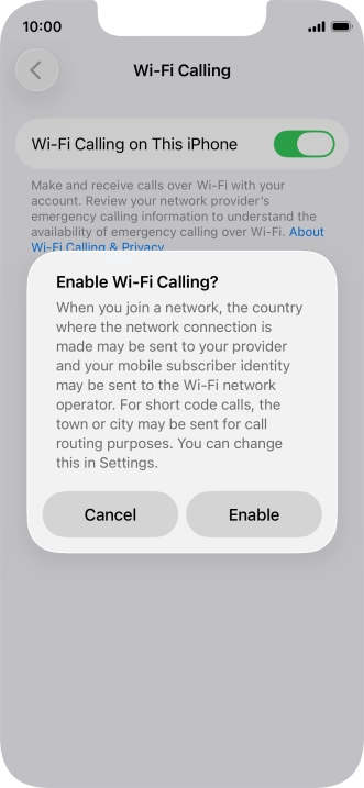 If you turn on the function, press Enable.