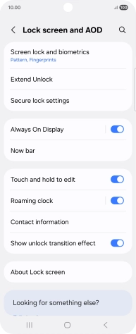 Press Screen lock and biometrics and key in the additional phone lock code you created earlier.