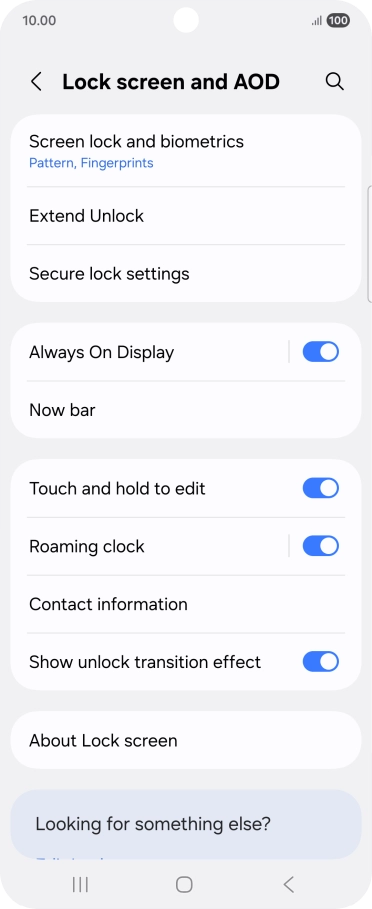 Press Screen lock and biometrics and key in the additional phone lock code you created earlier.