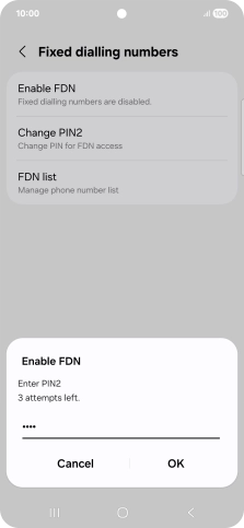 Key in your PIN2 and press OK.