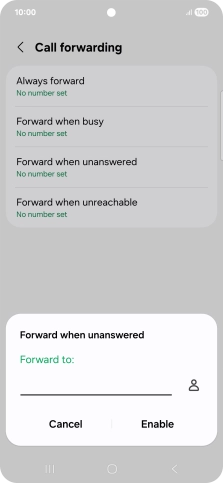 Key in (prefix) 5 (your phone number) and press Enable.