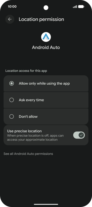 Press the required setting.