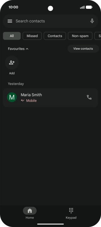 Press and hold the required contact.