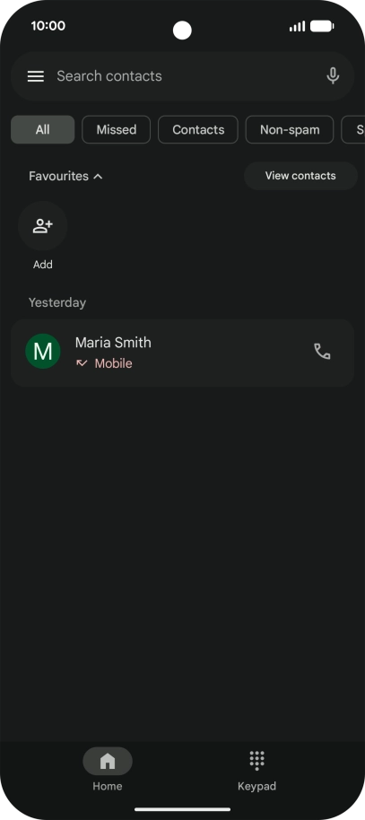 Press and hold the required contact.