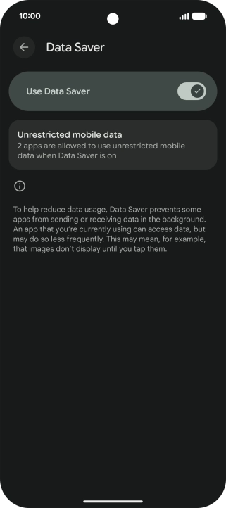 Press Unrestricted mobile data.