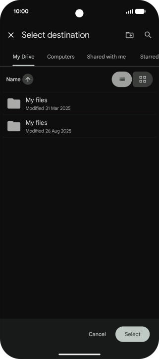 To create a new folder, press the new folder icon and follow the instructions on the screen to create a new folder.