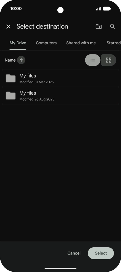 To create a new folder, press the new folder icon and follow the instructions on the screen to create a new folder.