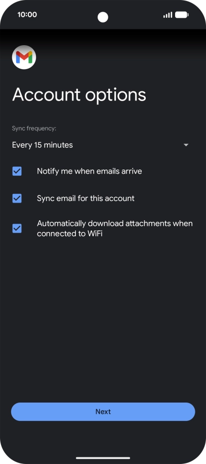 If this screen is displayed, you email account has been recognised and set up automatically. Follow the instructions on the screen to key in more information and finish setting up your email account.