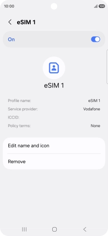 Press Remove and follow the instructions on the screen to delete your eSIM.