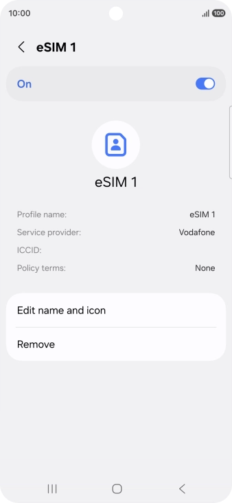 Press Remove and follow the instructions on the screen to delete your eSIM.