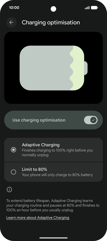 Press the required setting.