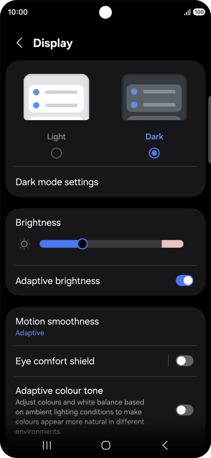 Press Dark mode settings.