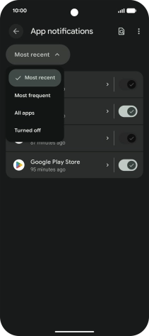 Press the required setting.