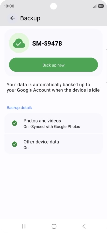 Press Back up now and wait while the phone memory is backed up.