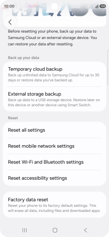 Press Factory data reset.