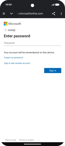 Press Password and key in the password for your email account.