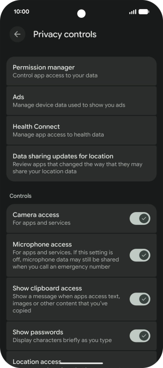 Press Permission manager.