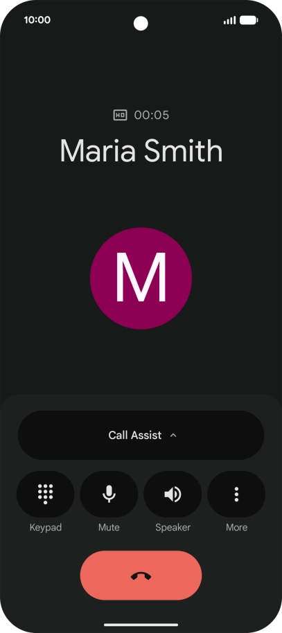 Press the end call icon.