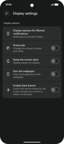Press the required setting to turn display of the selected notification types on or off.