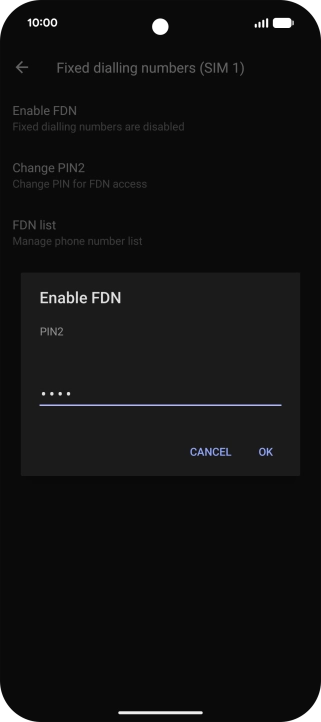 Key in your PIN2 and press OK. The default PIN2 is 1111.