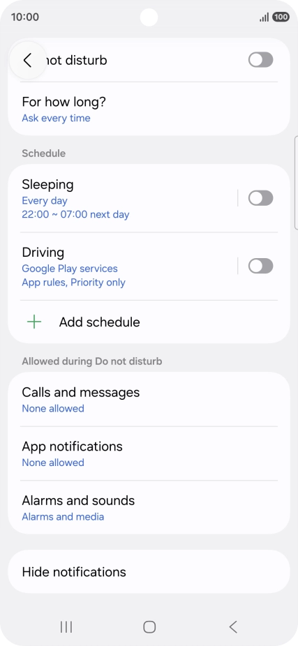 Press Hide notifications.