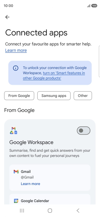 Press the indicator next to the required extension to turn on the function.