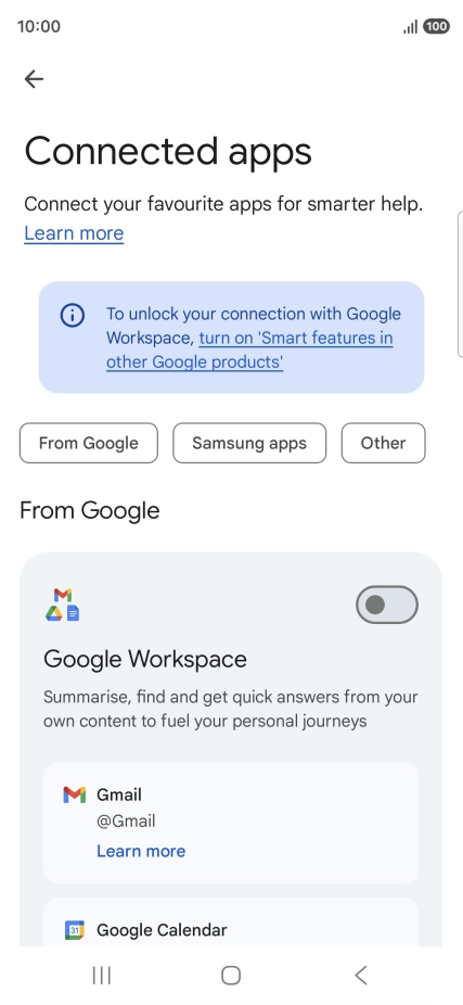 Press the indicator next to the required extension to turn on the function.