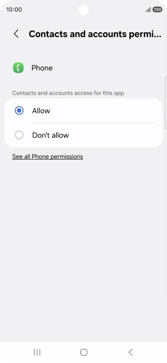 Press the required setting.