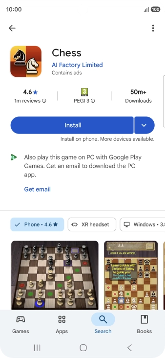 Press Install and follow the instructions on the screen to install the app.