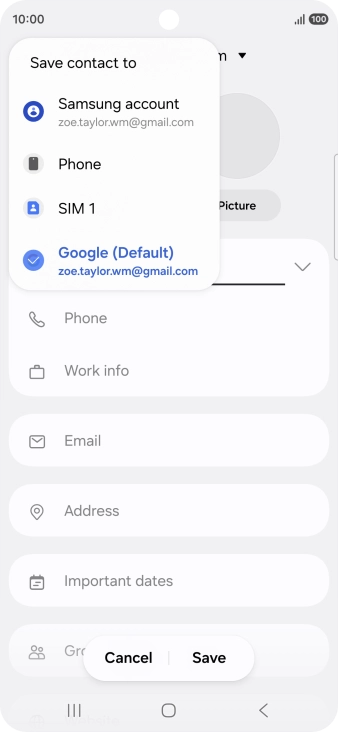 Press the required Google account.