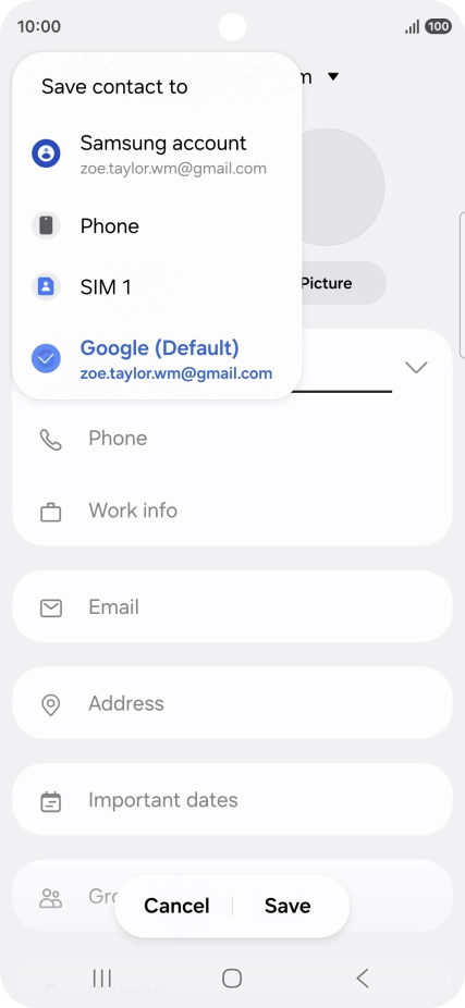 Press the required Google account.