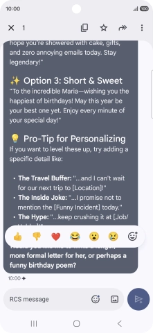 Press and hold the text suggestion from Gemini. Follow the instructions on the screen to use the text suggestion.