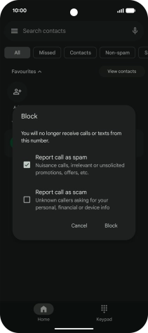 To report the number as spam, press the field next to 