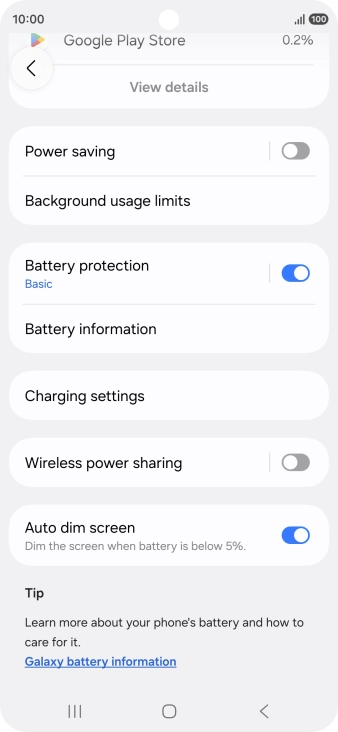 Press Battery protection.