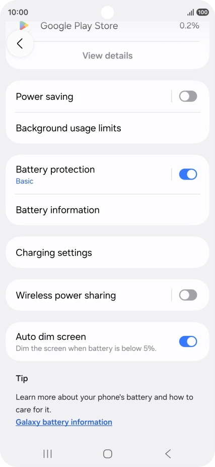 Press Battery protection.