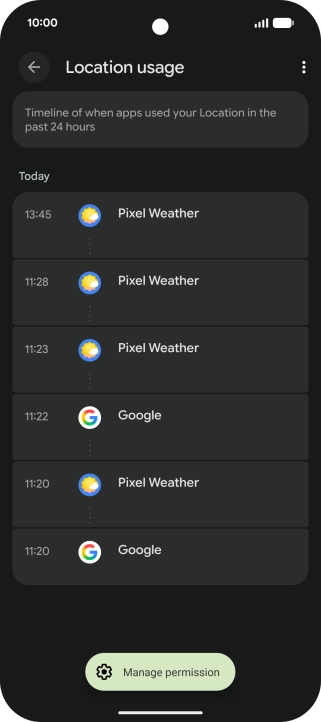 The total app activity for the selected phone function is displayed.