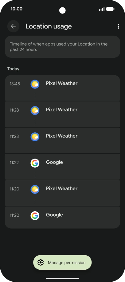The total app activity for the selected phone function is displayed.