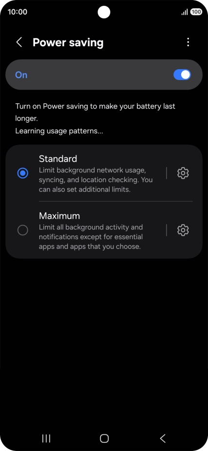 Press the indicators next to the required settings.