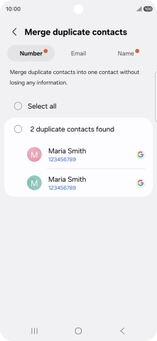 Press the field next to the required number.