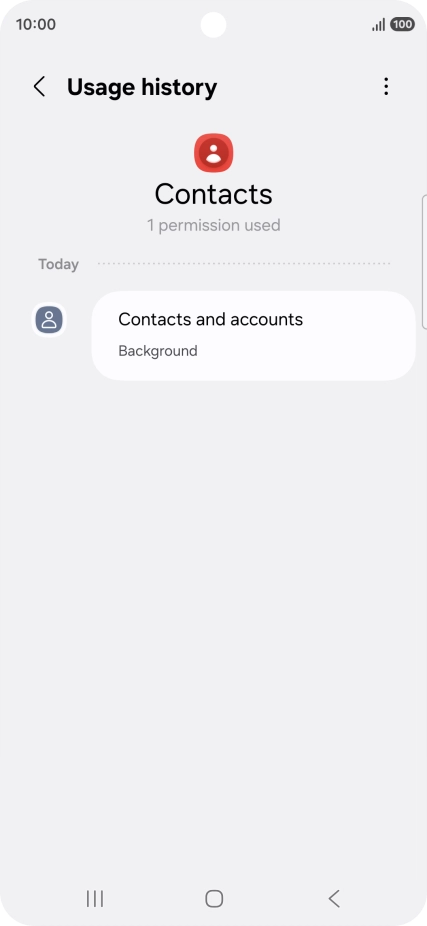 The app activity for the selected app is displayed.