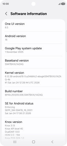 Your phone's software version is displayed below Android version.
