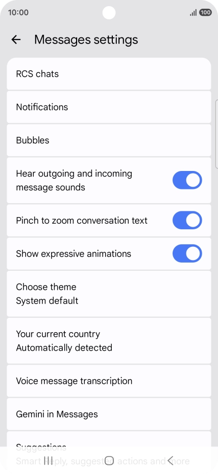 Press Gemini in Messages.