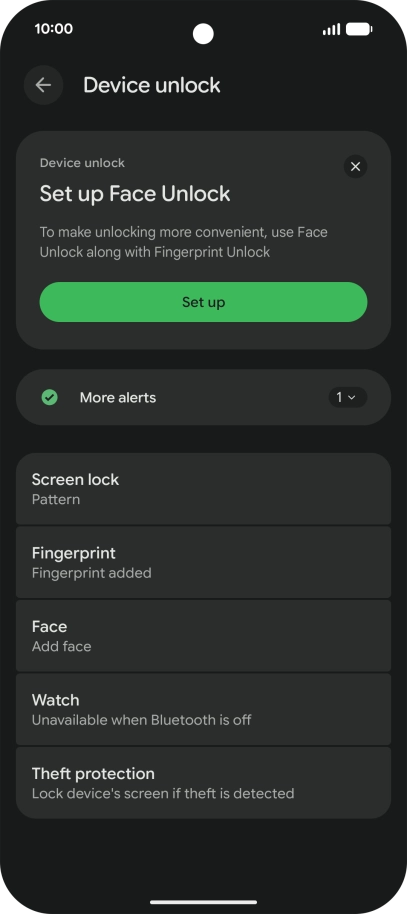 Press Screen lock and key in the additional phone lock code you created earlier.