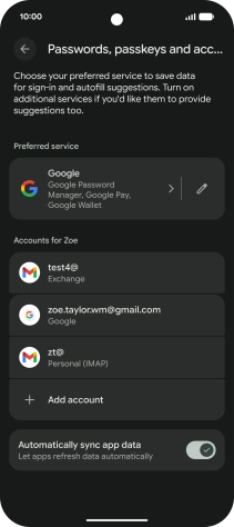 Press the required email account.