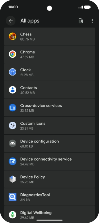 Press the required app.