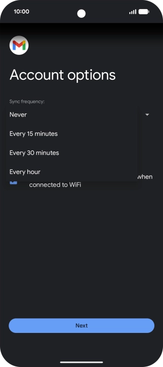 Press the required setting.