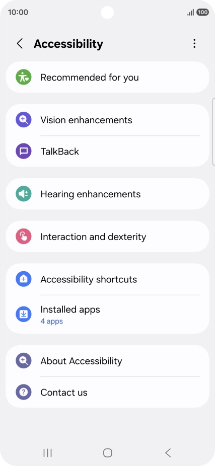 Press Vision enhancements and follow the instructions on the screen to select the required settings.