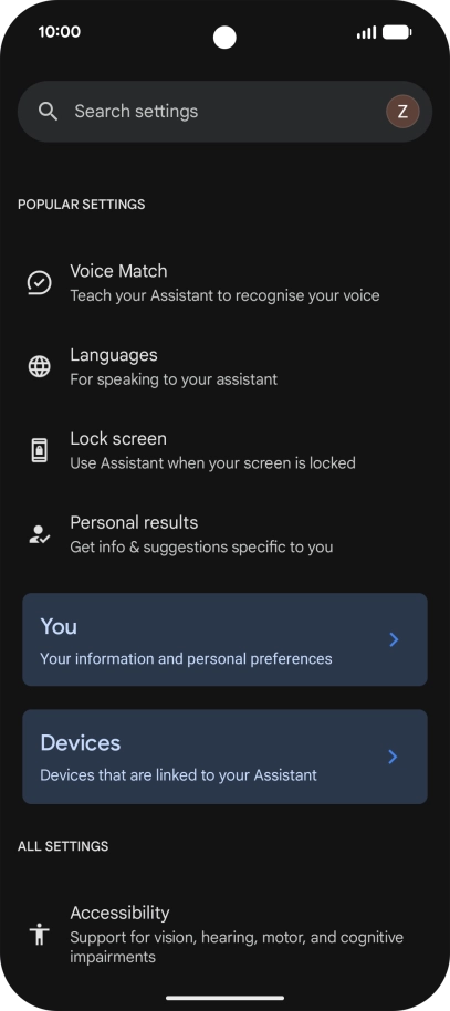 Press Voice Match and follow the instructions on the screen to turn automatic activation of Google Assistant on or off.