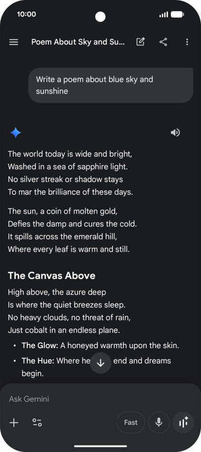 You can ask Gemini to generate a text based on your description.