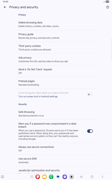 Press Delete browsing data.